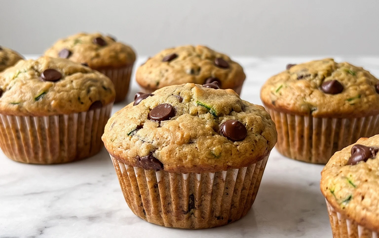Moist Chocolate Chip Zucchini Muffins-Hidden Veggie Treat